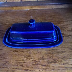 Vintage Fiestaware Cobalt Blue Butter Dish
